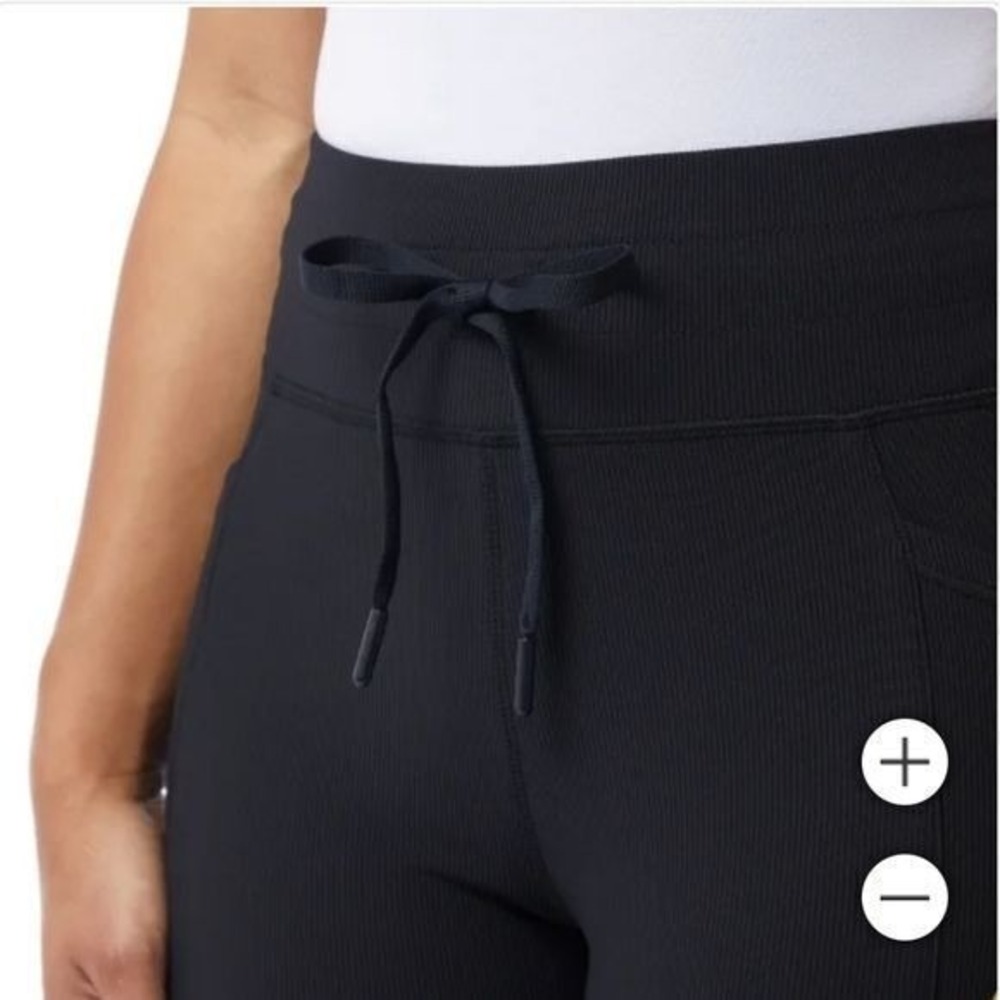 32 Degree Ladies Small Mini Rib Flare Pants Black Side Pockets Black New! - Picture 4 of 4
